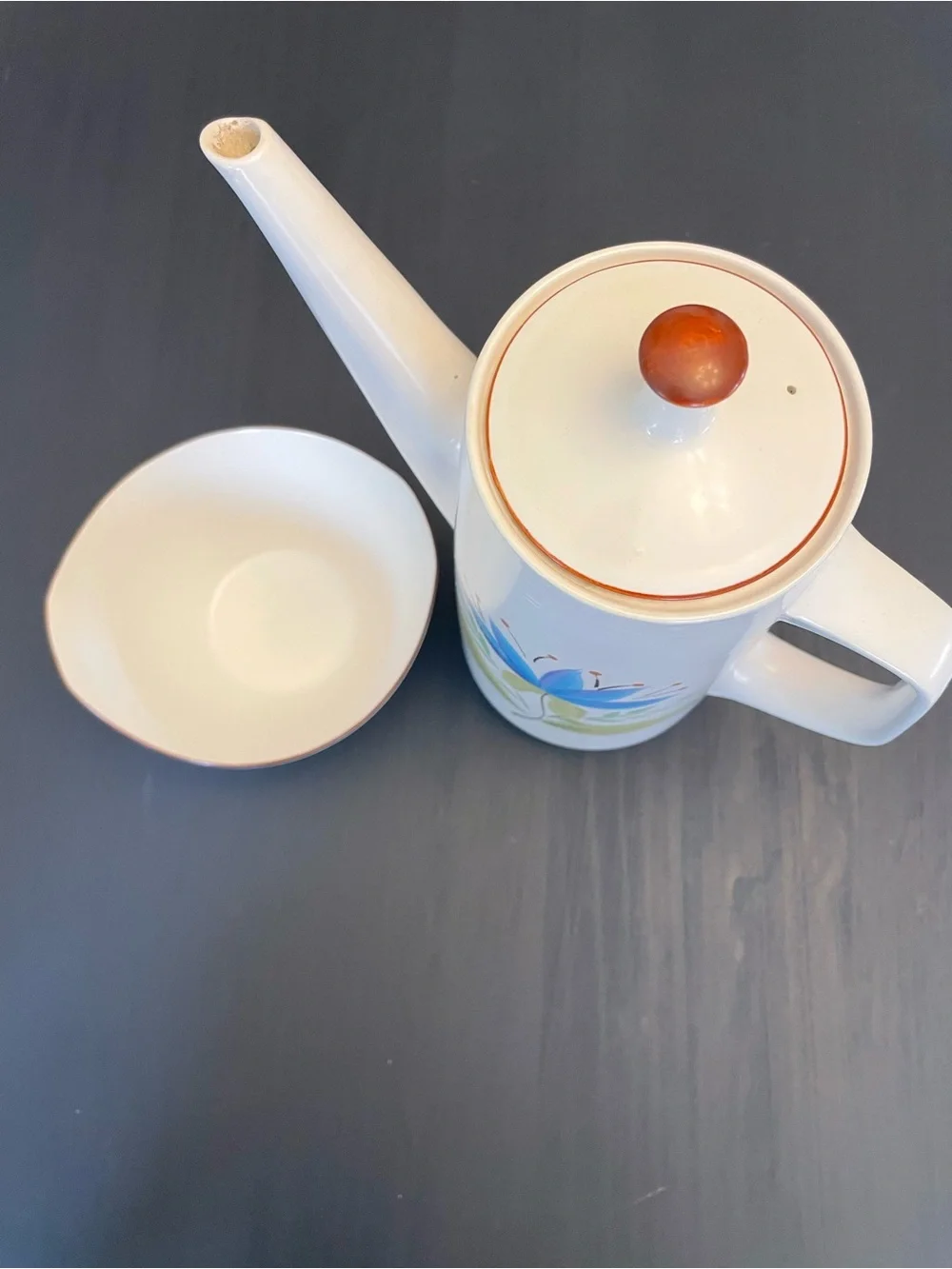 Vintage Japanese Stoneware Casual Ceram  Coffee Pot and Bowl Set  Loreli collect